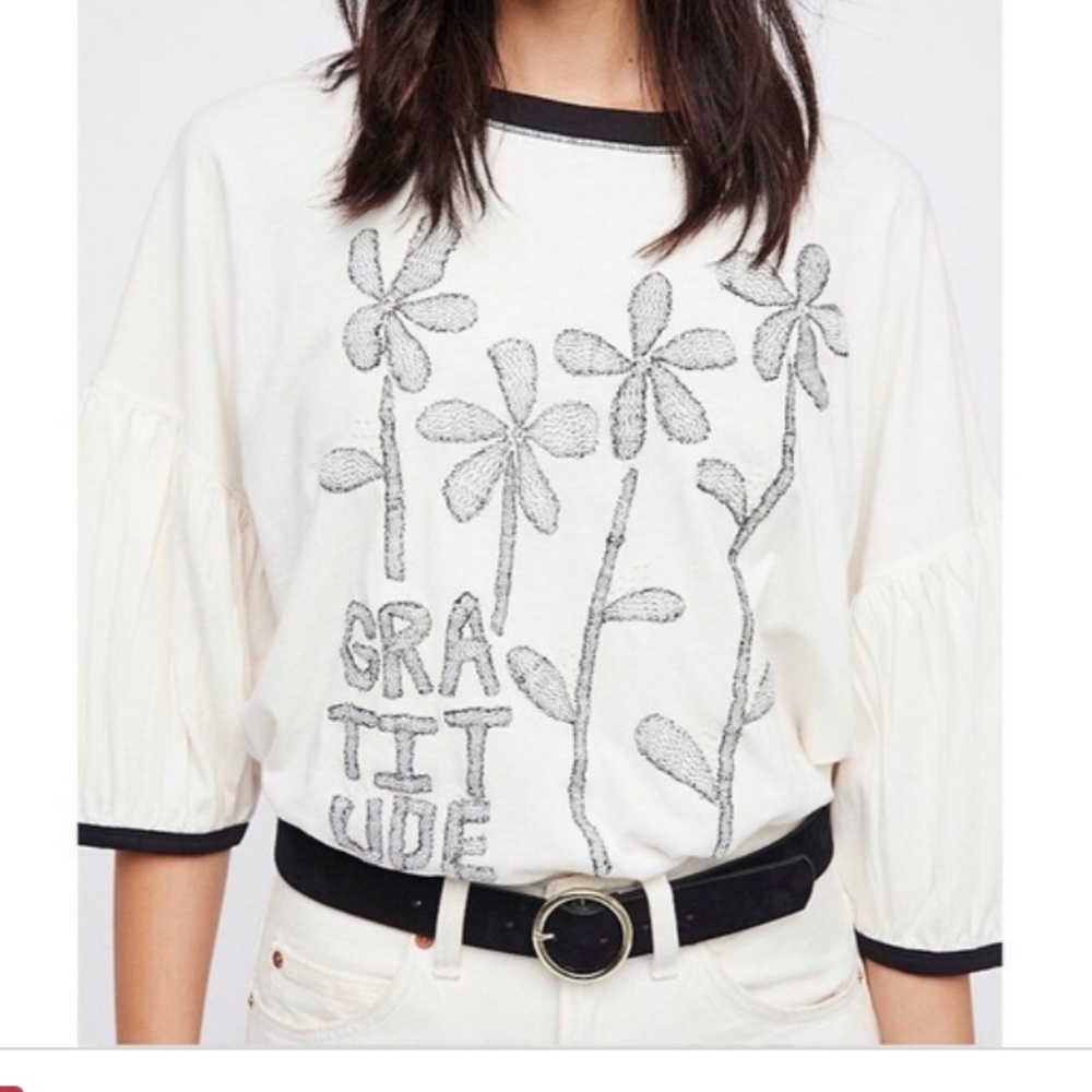 Free People Beaded Gratitude tee